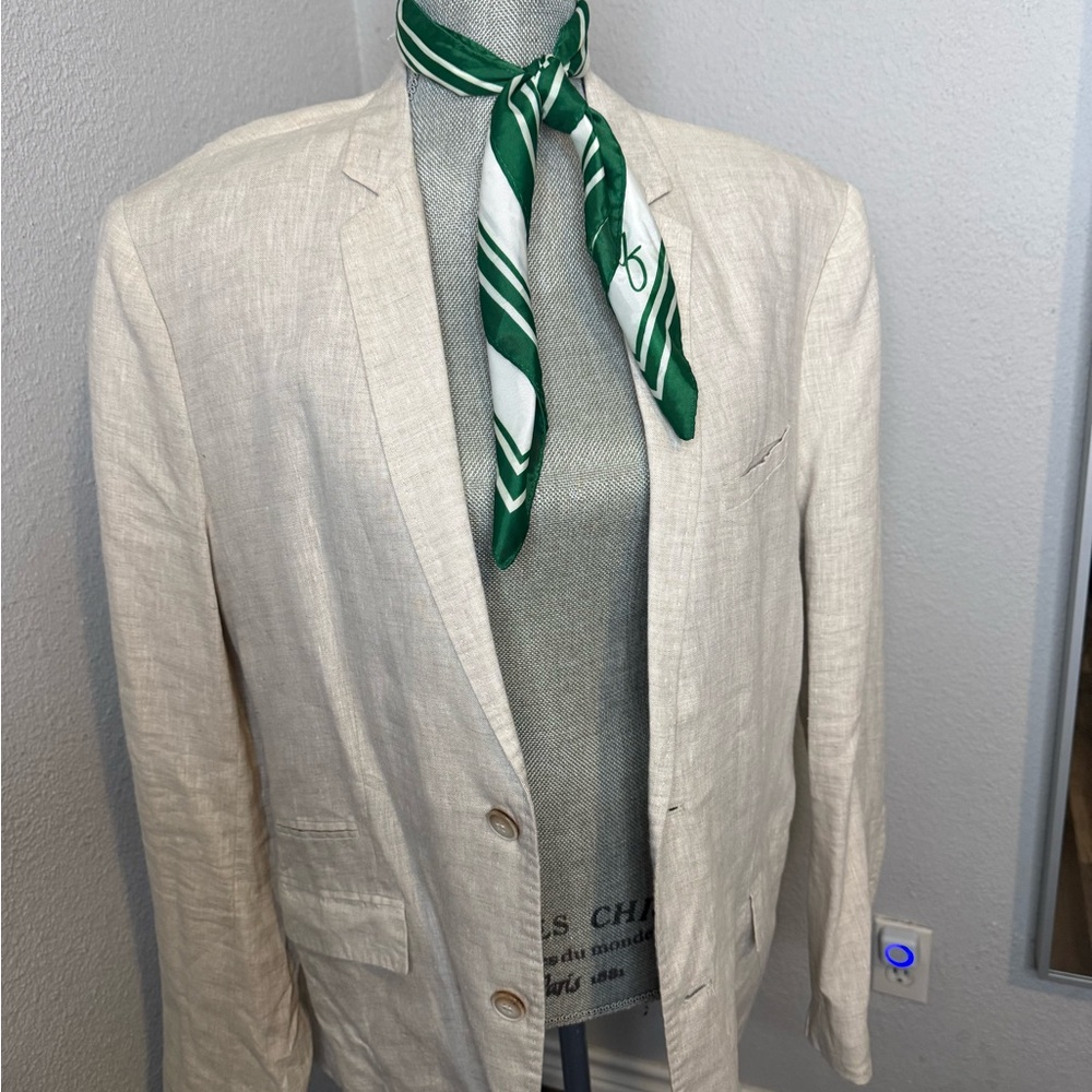 Zara Beige Blazer with Green Detail